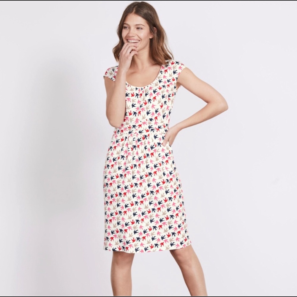 BODEN Margot Birds Print Jersey Dress 16 L